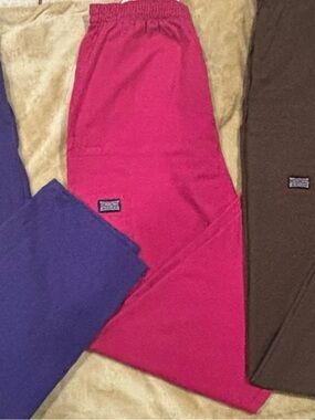 Cherokee Fuchsia,brown, purple Elastic-Waist Scrub 3 pc Pants